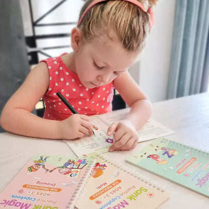 Kit x 4 Livros de Caligrafia com Tinta Mágica Reutilizável